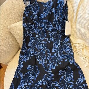 Blue and Black Floral Jumpsuit